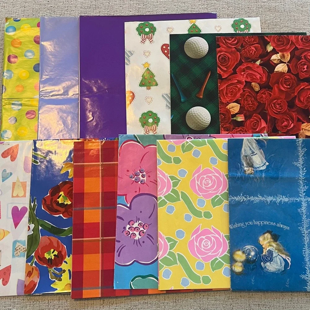 Huge Lot Vintage Gift Wrap Hallmark Ambassador Birthday‎ Christmas Floral Sports